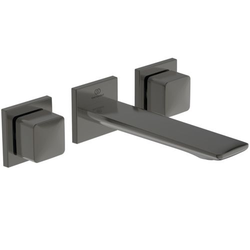 IS-Wand-Waschtischarmatur-Conca-BS1-2-eckige-Rosetten-Ausld-180mm-MagneticGrey-A7445A5 gallery number 1